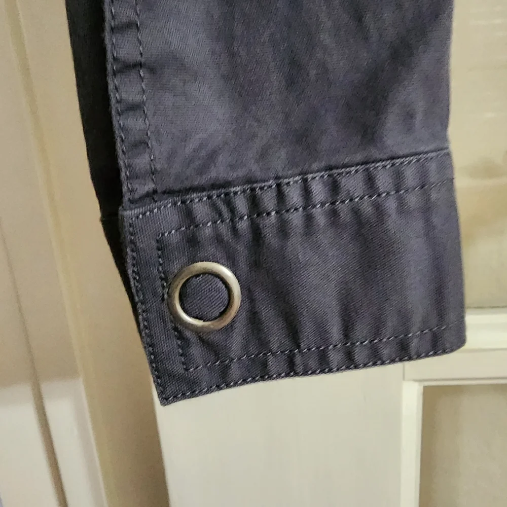 CAbi Twilight Moto Jacket Blue Gray Asym Zip Stretch Small
